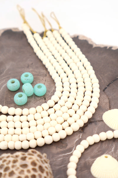 5mm Round Cream Spacer Beads, Bone: Neutral Off-White, beads for natural hippie DIY beach jewelry