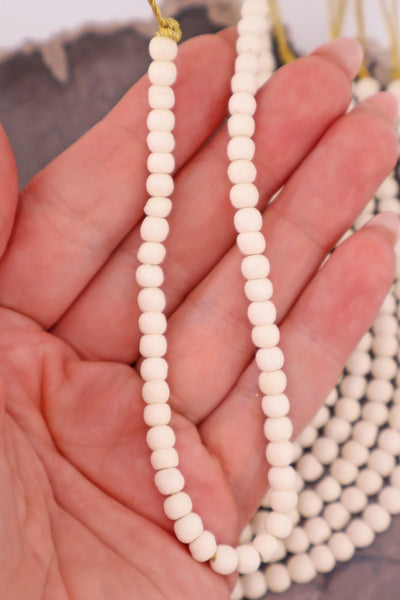 5mm Round Cream Spacer Beads, Bone: Neutral Off-White, beads for natural hippie DIY beach jewelry