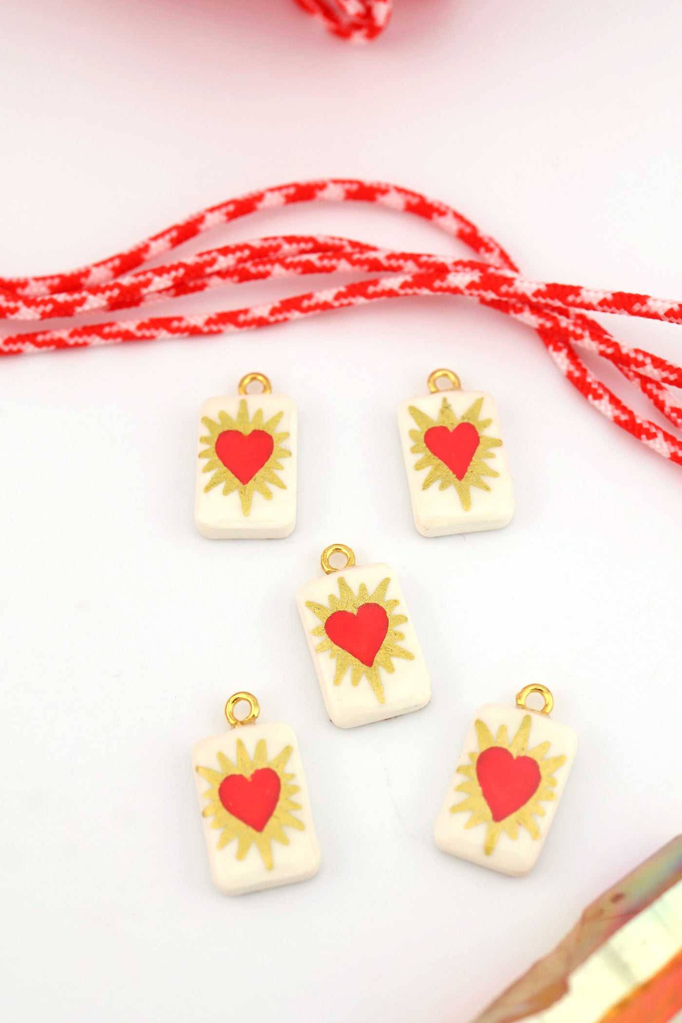 White Sacred Heart Polymer Clay Charm, 11x16mm, 1 Handmade Sigfus Designs Pendant