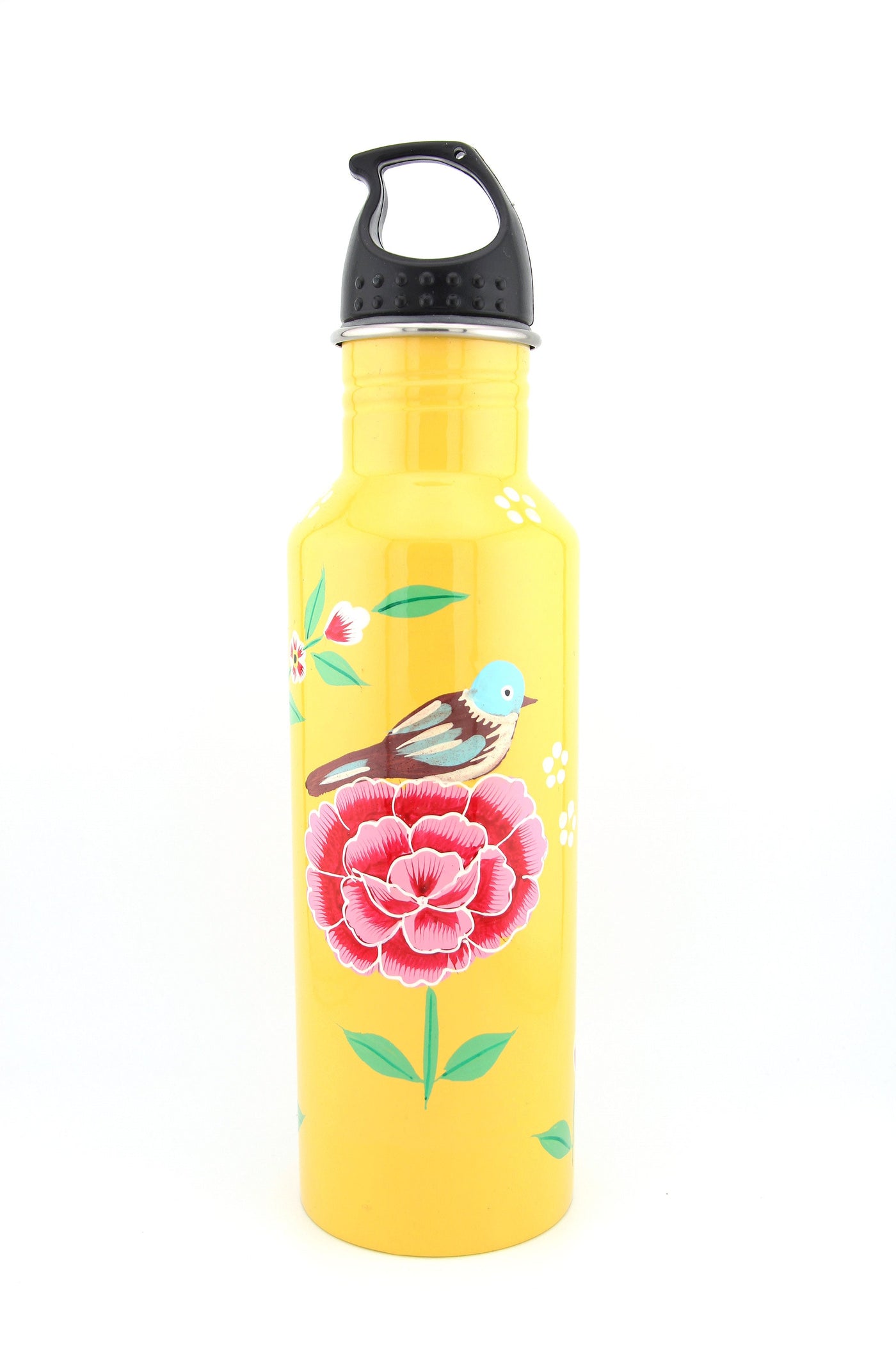 Floral Handpainted Stainless Steel Water Bottle from Kashmir