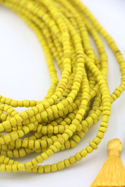Sunflower Yellow Ghana Glass Beads, African Layering Necklace, 4x3mm yellow necklace for easy DIY fall fashion