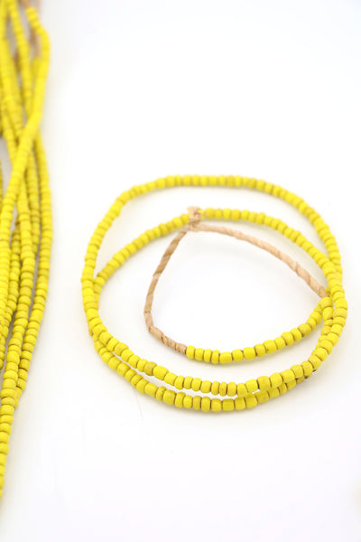 Sunflower Yellow Ghana Glass Beads, African Layering Necklace, 4x3mm yellow necklace for easy DIY fall fashion