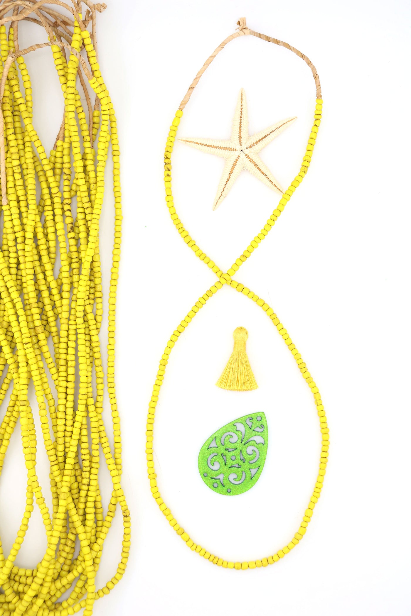 Sunflower Yellow Ghana Glass Beads, African Layering Necklace, 4x3mm yellow necklace for easy DIY fall fashion