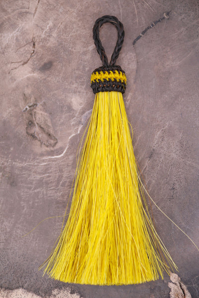 Yellow 4.5" Dyed Horse Hair Tassels, Ethically Made, 1 piece for jewelry making, purse charms.