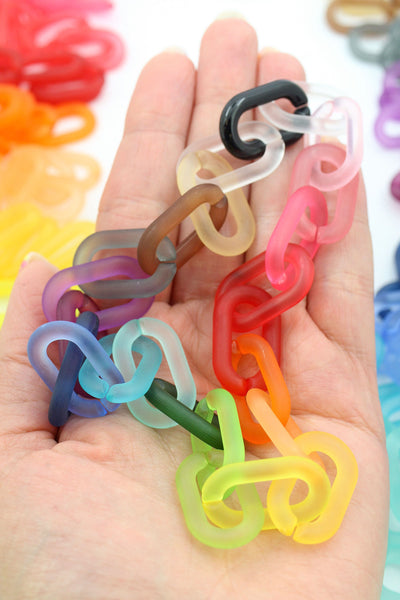 Snap Links: Acrylic Links for Jewelry Making, DIY Chain Necklaces or Bracelets, 24 pieces, Grab Bag, Assorted Colors, 16x27mm