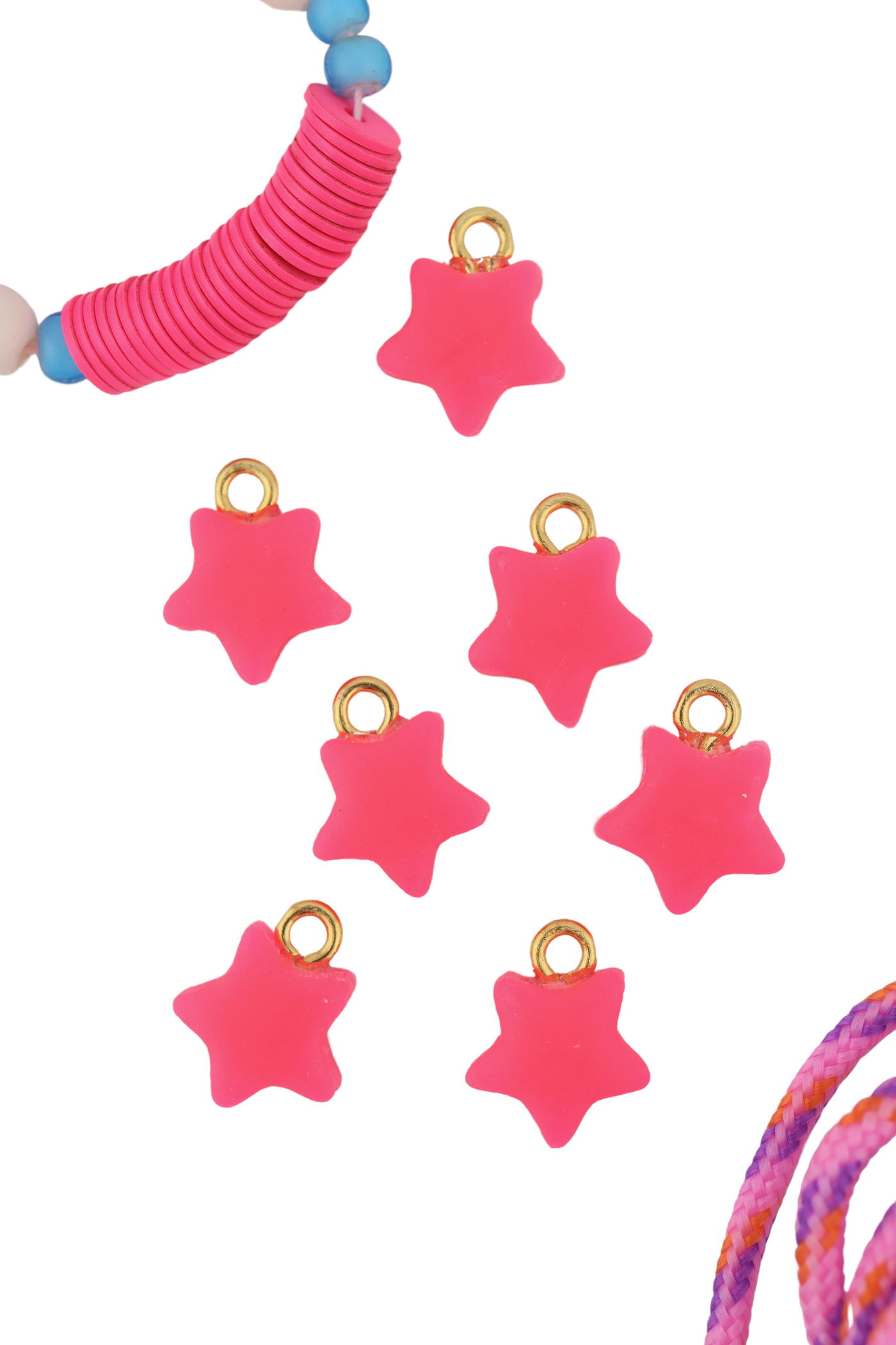 Neon Pink Star Polymer Clay Charm, 10mm, 1 Handmade Sigfus Designs Pendant