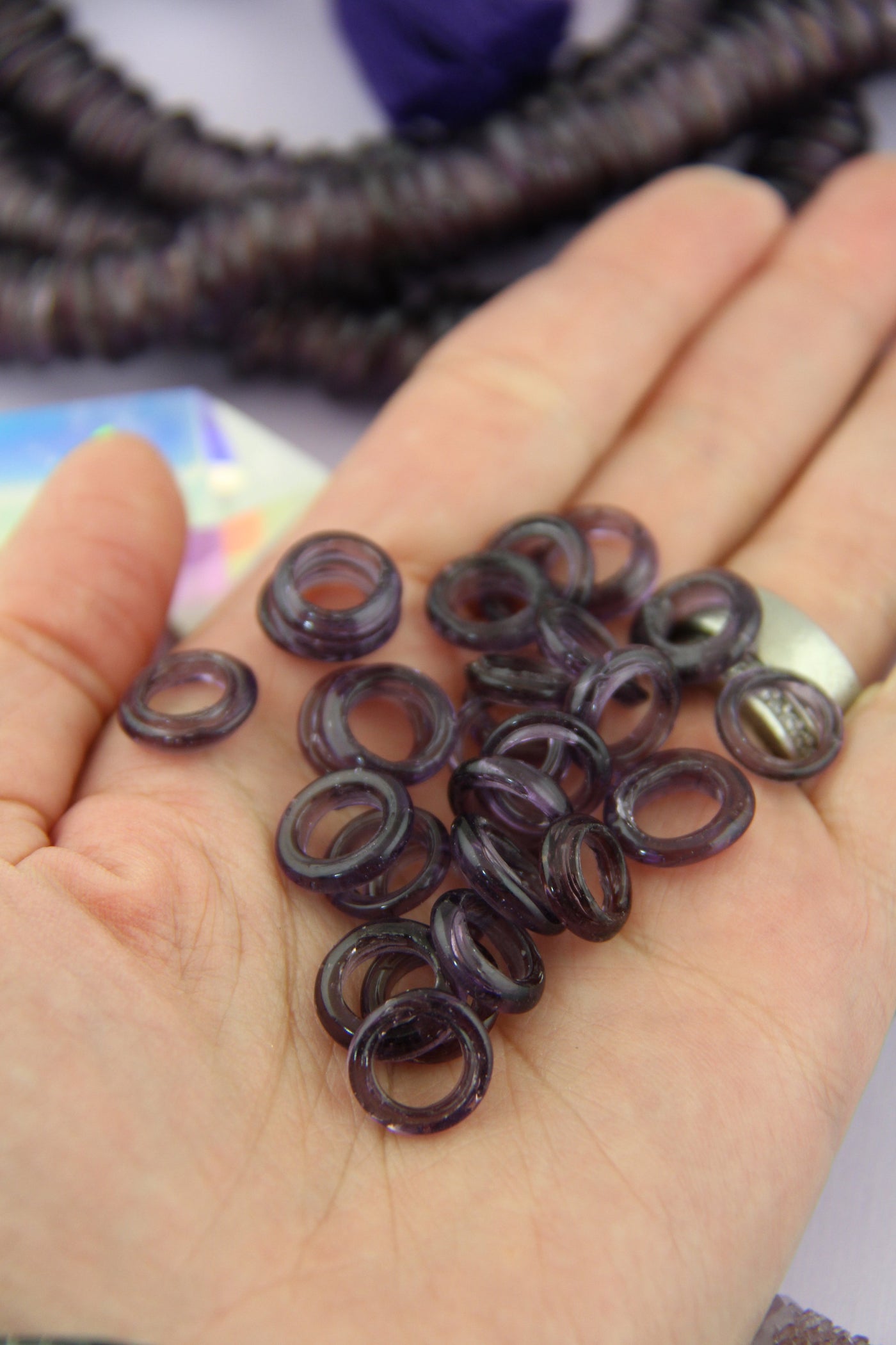 Plum Purple Dutch Donut Dogan Beads: 11-12mm, 10 Pieces