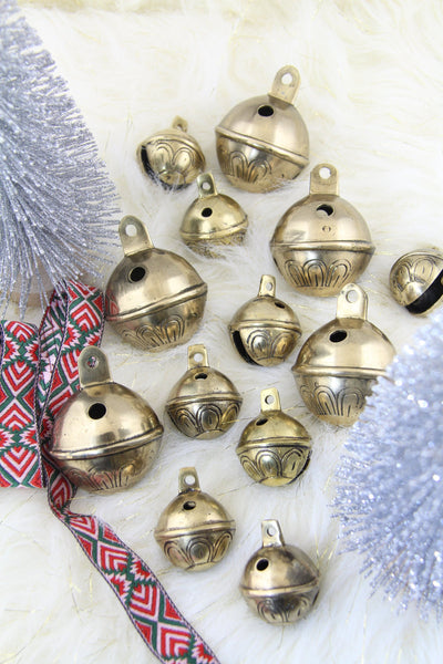 Jingle Bell: Modern Christmas Vintage Round Brass Bell from India