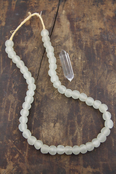 Clear Krobo Recycled African Glass Beads, Sea Glass, 14mm, 40 pieces