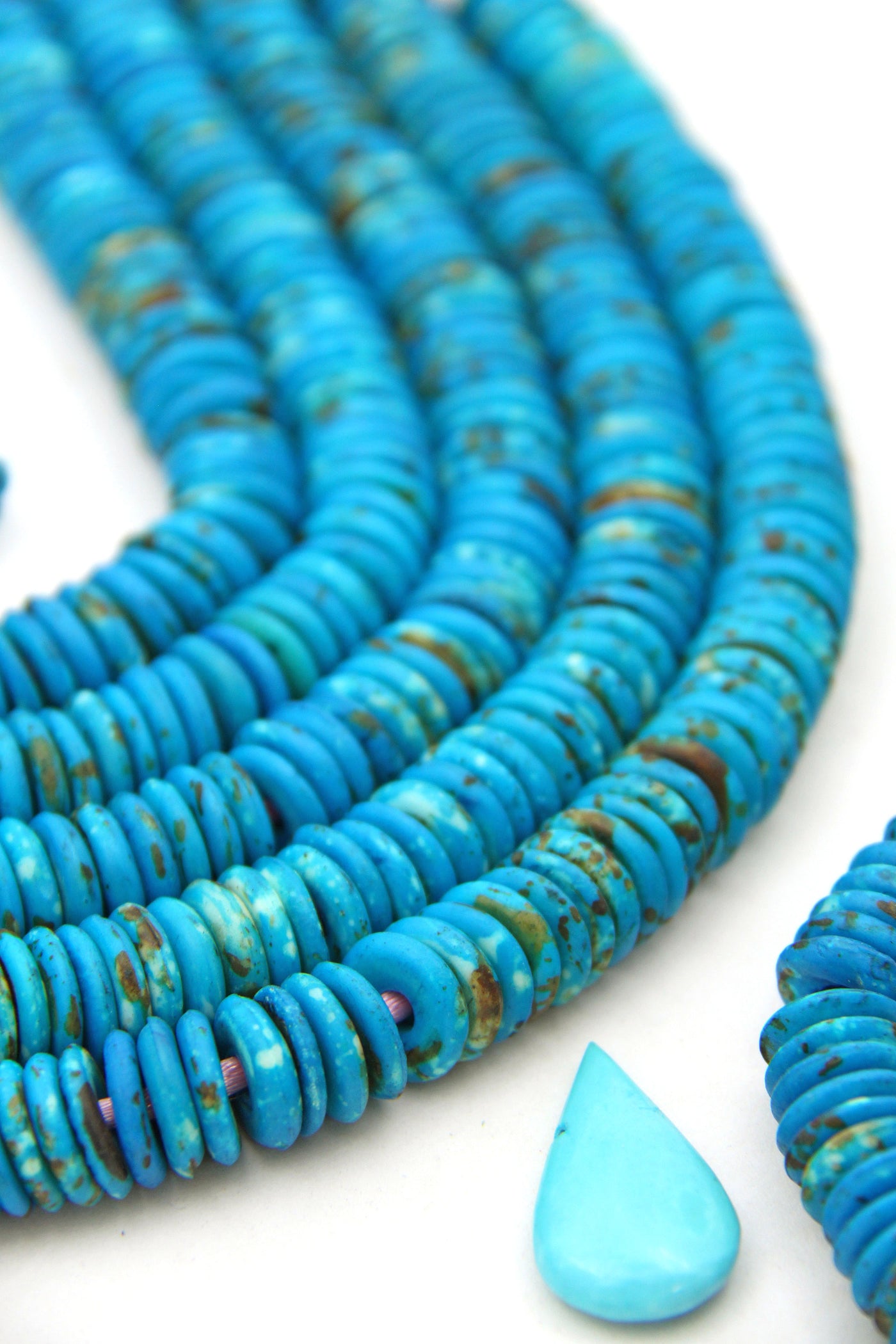 12mm Heishi Turquoise Speckled Bone Beads: Disc Spacers, 