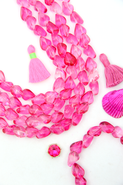 Hot Pink Barbiecore Glass Smooth Nugget Beads, 12mm, 32 Beads