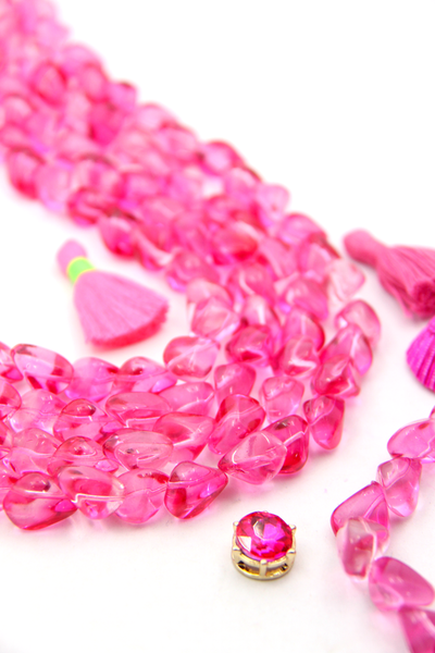 Pink beads in perfectly pink for making Barbiecore jewelry