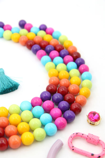 Ceramic Gumballs Round Rainbow Beads for DIY Jewelry, 12mm, 35 Beads