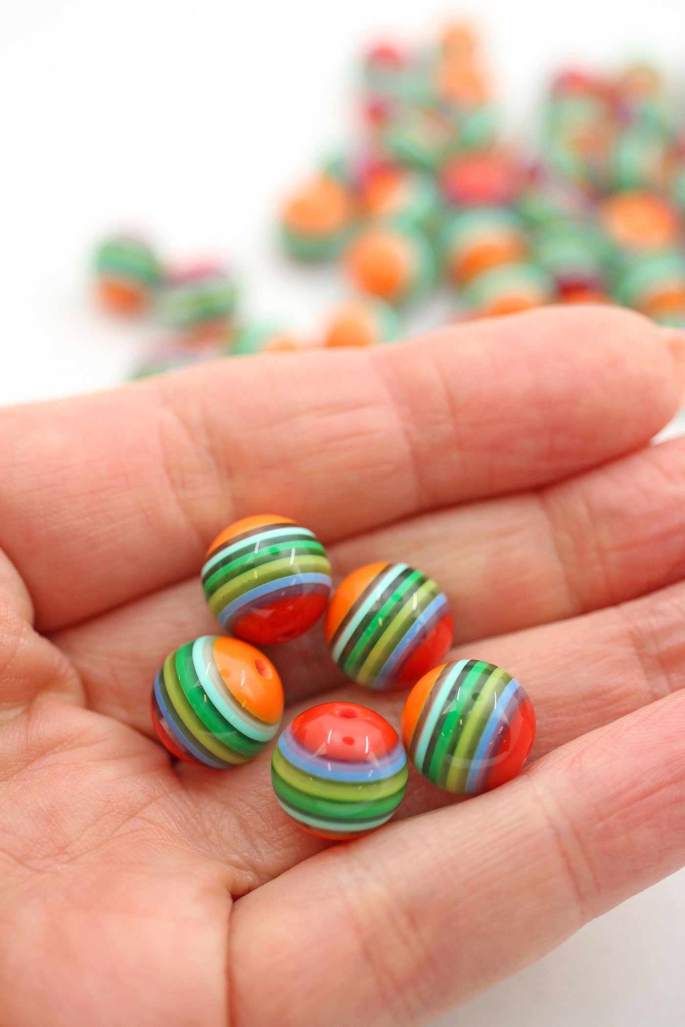 Rainbow Beads, Resin Beads, Colorful Striped Beads, Rainbow Beads