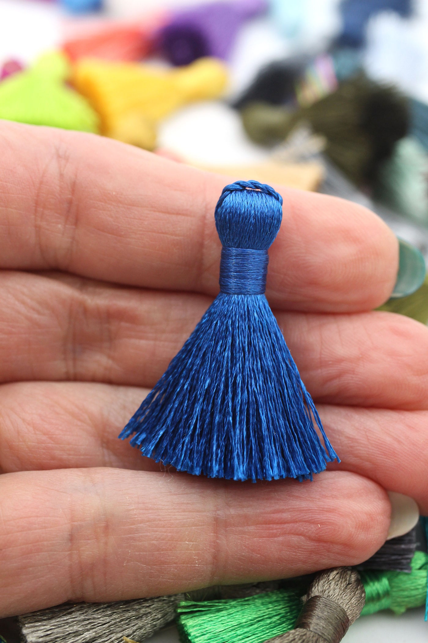 Navy Blue Mini Silky Jewelry Tassels, 1.25" Tassels for Earrings,Tassel Supplier