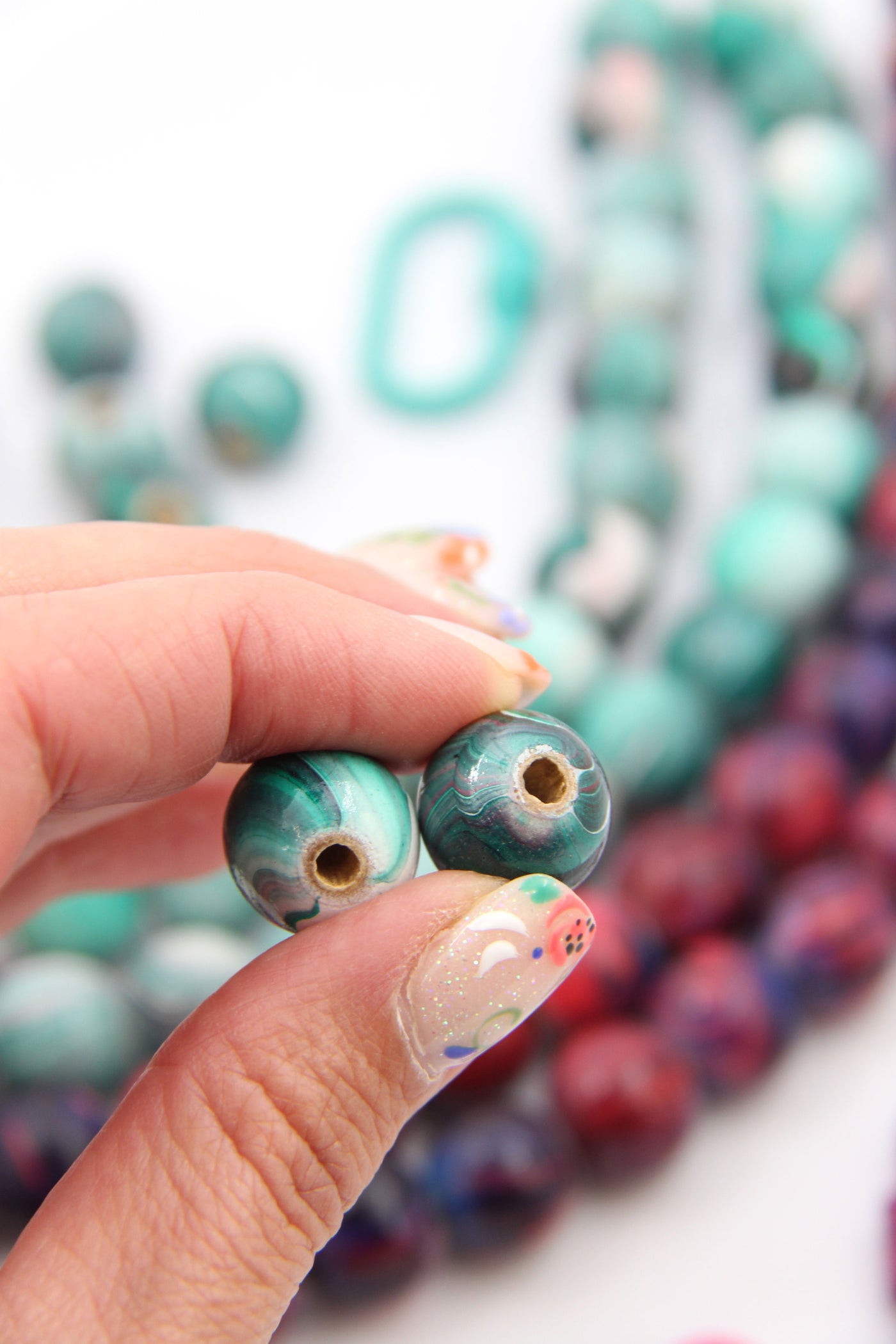 Vintage Marbleized Wood Beads, Round, 15mm, 18 beads