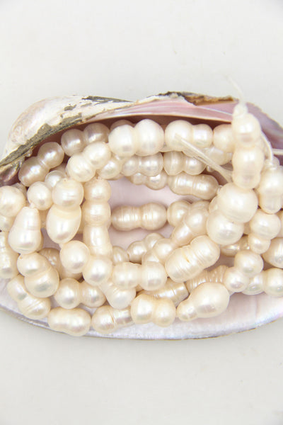 Large Hole Peanut Pearls, 10x18mm, 2mm Hole, Half Strand, 12 beads