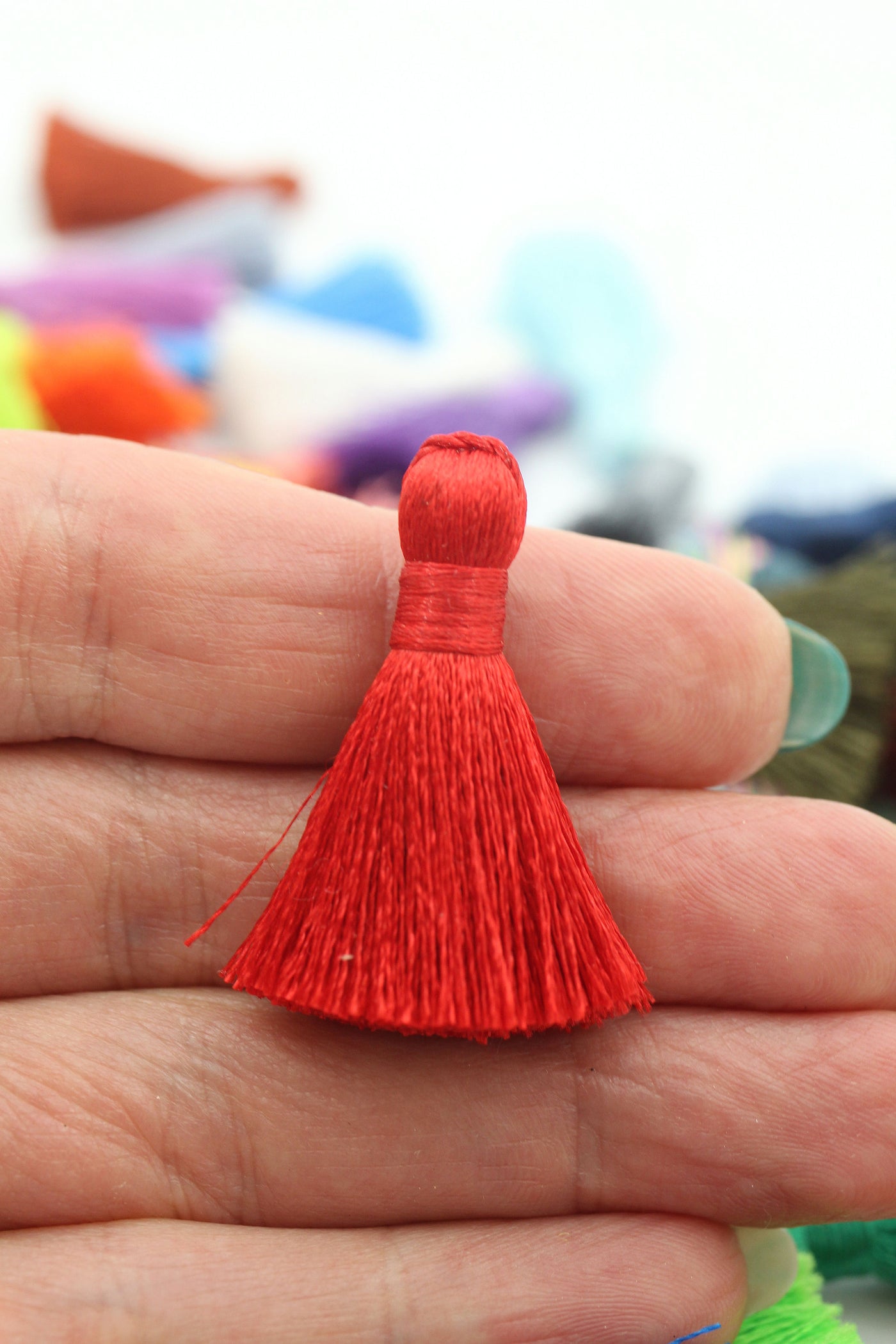 Red Mini Silky Jewelry Tassels, 1.25" Tassels for Earrings,Tassel Supplier