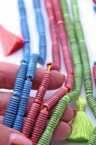 Grooved Barrels: Hand Carved Tube Shape Bone Beads, 5x25mm Spacers, Mala & Jewelry Making Supplies
