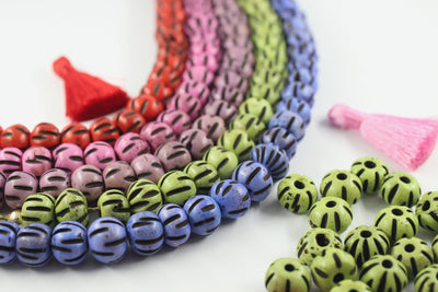 Hand Carved Melon Bone Beads, Bohemian Jewelry Making Supplies, DIY Beaded Necklace or Bracelet