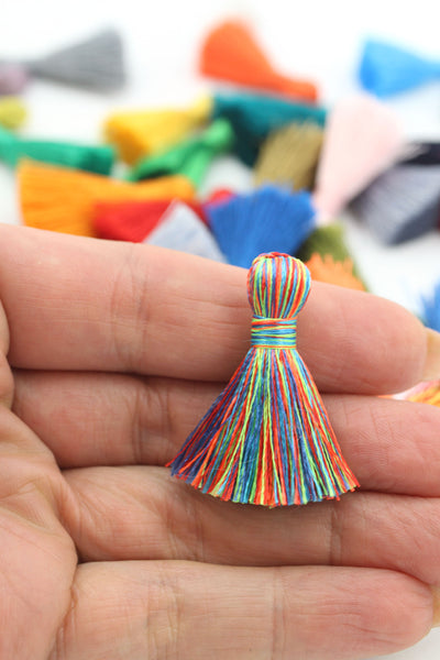 Multi Colored Mini Silky Jewelry Tassels, 1.25" Tassels for Earrings,Tassel Supplier