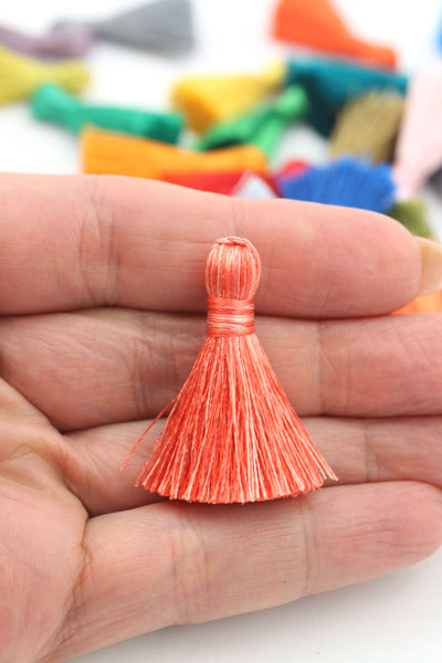 Red, Orange Multi Mini Silky Jewelry Tassels, 1.25" Tassels for Earrings,Tassel Supplier