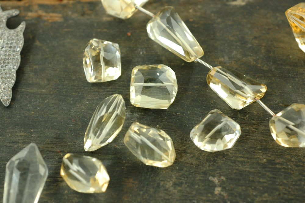 Citrine Faceted Nugget Beads, AA Grade / 13x19mm / Sparkling Yellow Natural Gemstone / Designer Quality Jewelry Making Supplies, 1 Bead