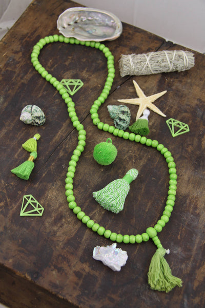 Greenery Green 8mm Bone Mala Beads, 108 bead Yoga Mala, Jewelry Making Supply