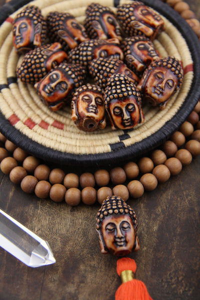 Peaceful Buddha Beads: 1.25" Resin Jewelry Making Supplies, 2 pieces