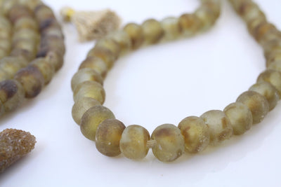 12mm Brown Swirl Ghana Krobo Beads, Recycled Jewelry Making Supplies, Boho Tribal Necklace
