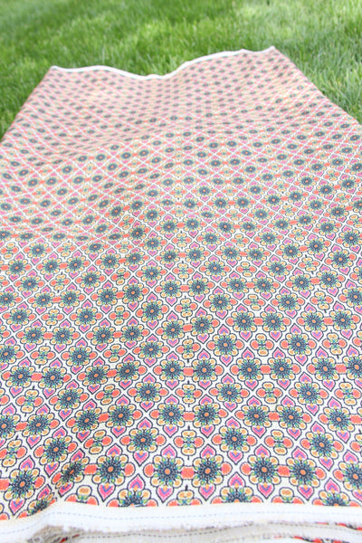 Boho Burlap Fabric from India, 53" Wide, Geometric Textile by the yard
