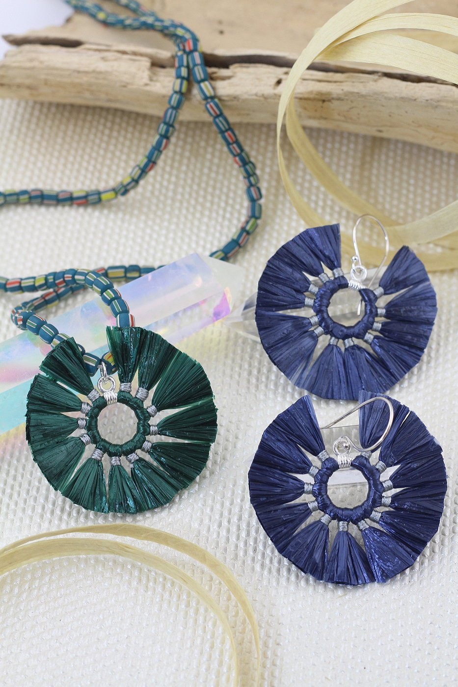 Natural Raffia Fan Tassels for Earring, Necklace Supply, 2" Statement Pendant, 1 piece