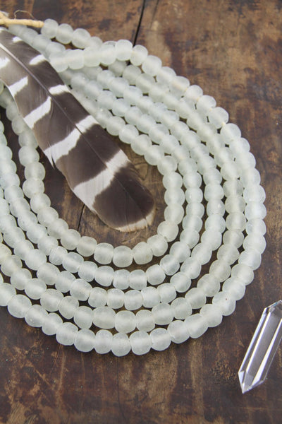 Clear Krobo Recycled African Glass Beads, Sea Glass, 14mm, 40 pieces
