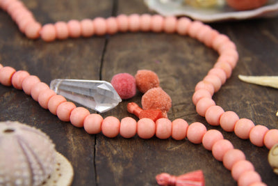 Peachy Bone 8mm Mala Beads, 108 beads Yoga Mala, Jewelry Making Supply