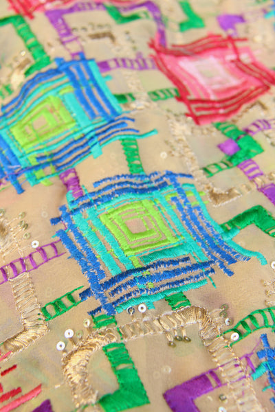 Decadent Diamonds Embroidered Silk Fabric, 44" x 1 yard