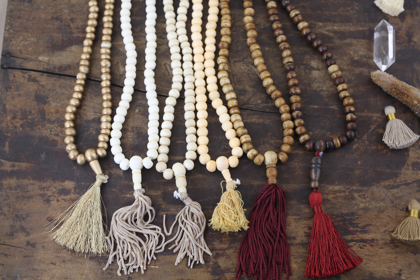 108 Bead Mala: Neutral Yoga Inspired Jewelry, Beaded Boho Necklaces, Unique Intentional Living Tool