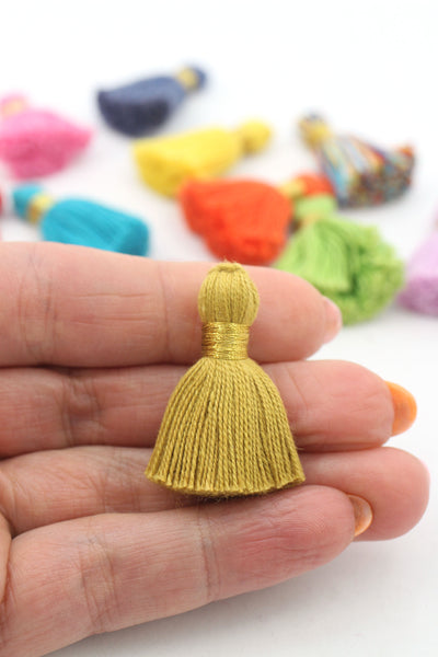 Mini Jewelry Tassels w/ GOLD Binding, 1.25"