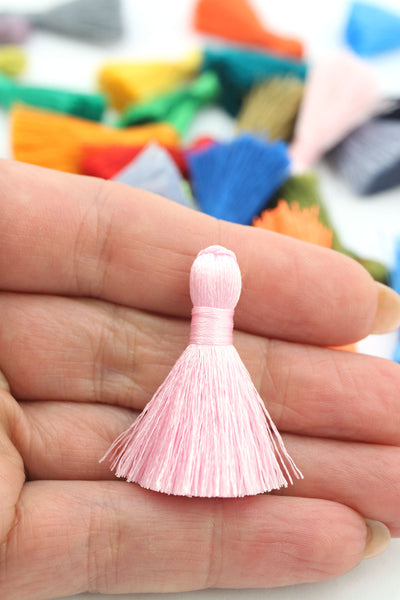 Pastel Pink Mini Silky Jewelry Tassels, 1.25" Tassels for Earrings,Tassel Supplier