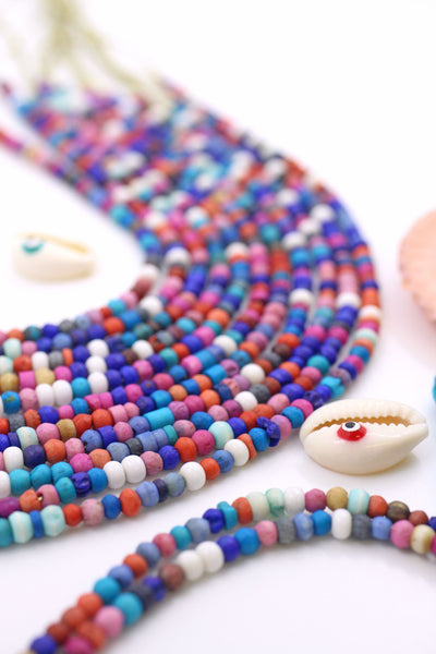 Colored Wood Beads, 4mm, Blue, Pink, White, Natural Stained Rondelle Beads, 90+ pieces