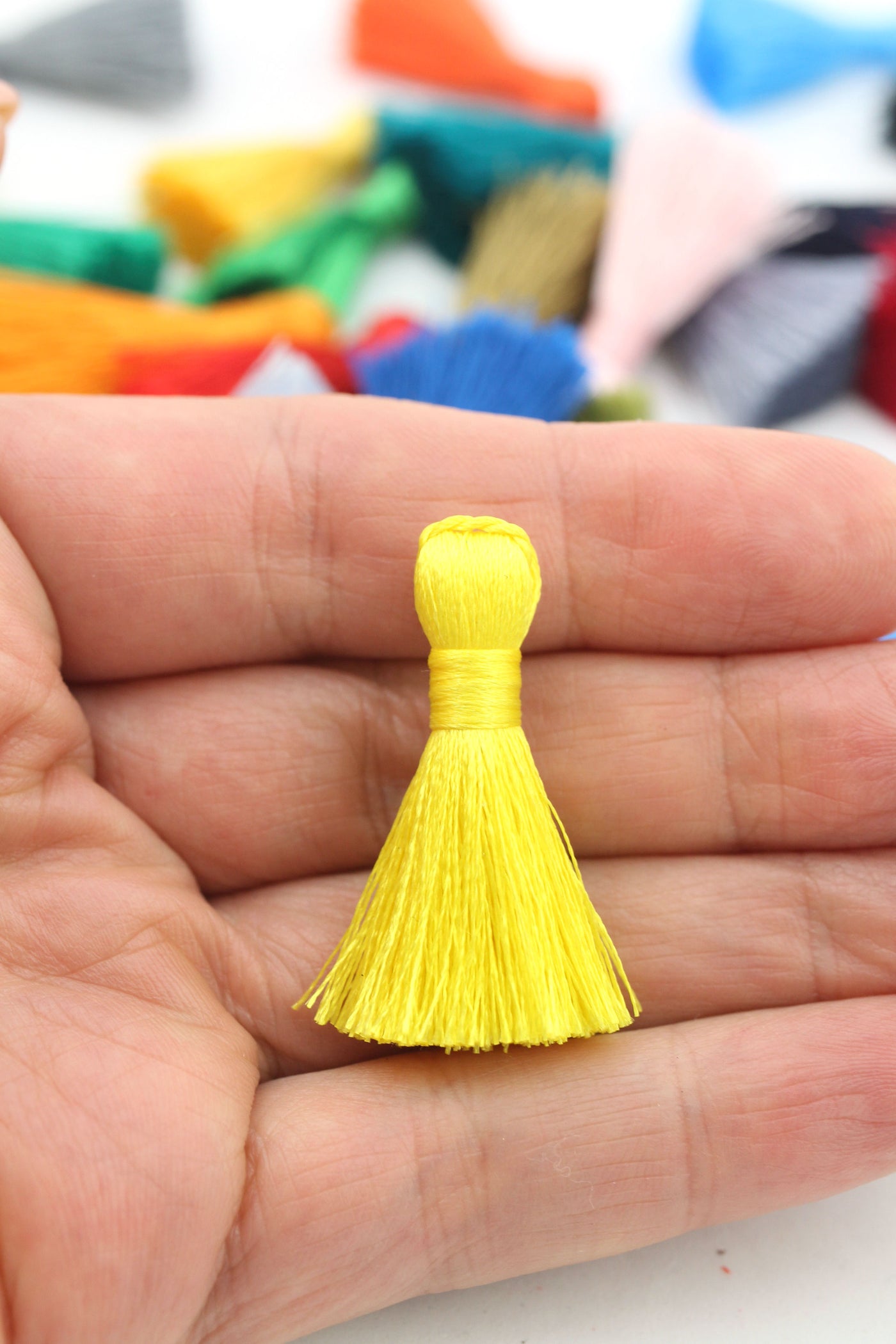 Bright Yellow Handmade Mini Tassels for Jewelry