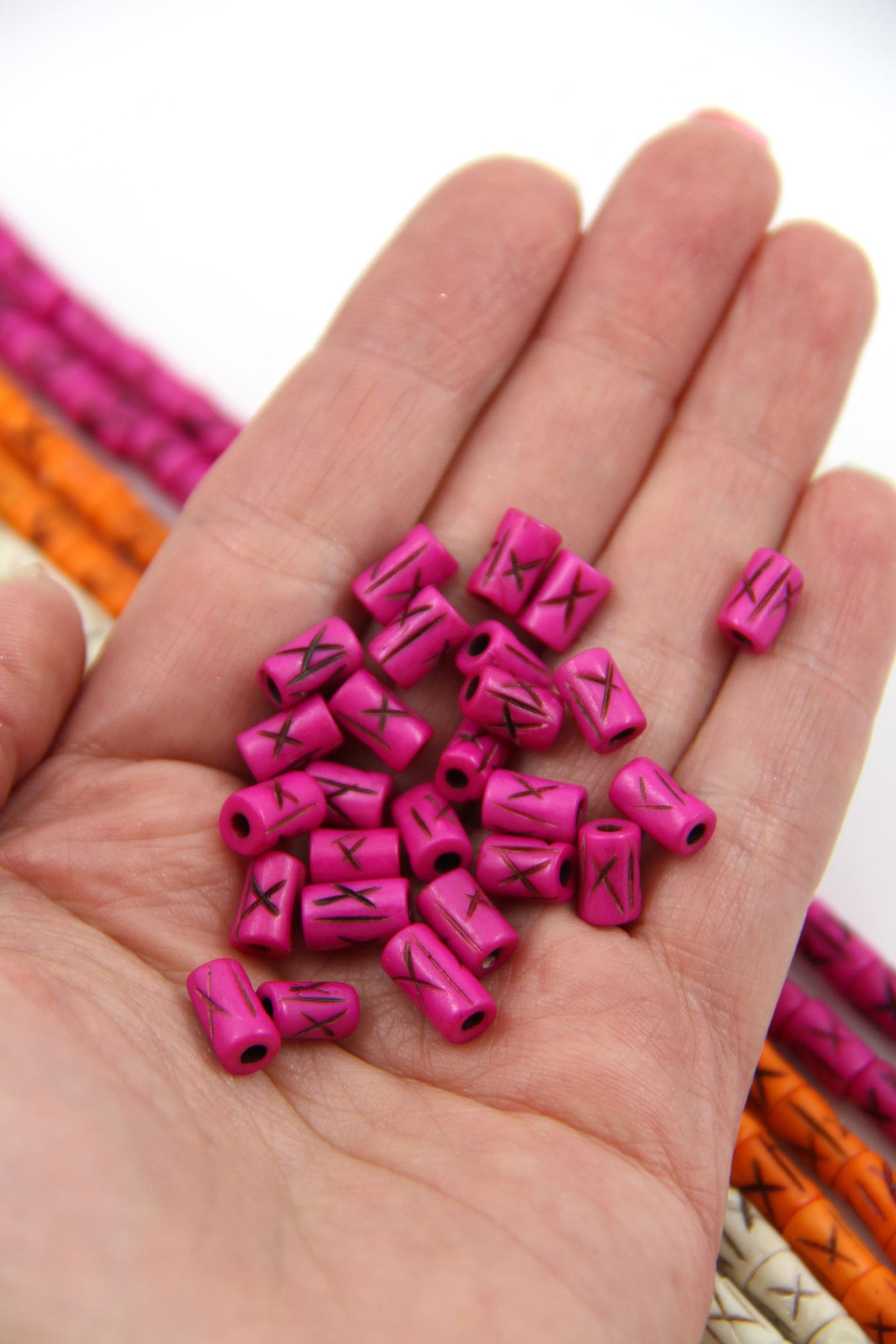 Pink Tube Beads