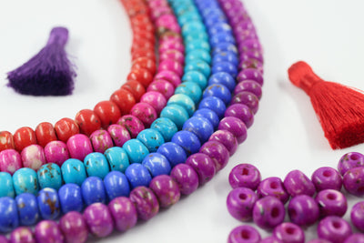 Speckled Rondelle Bone Beads, 8mm Charms, 5 Color Options, Jewelry Making Supplies