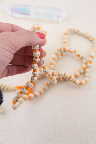 8mm Wood Mala: Hare Rama Krishna Hand Knotted Bodhi Bead Necklace