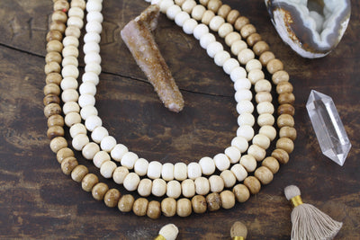 108 Bead Mala: 10mm, Neutral Yoga Inspired Jewelry, Boho Necklace, Intentional Jewelry Making Supply