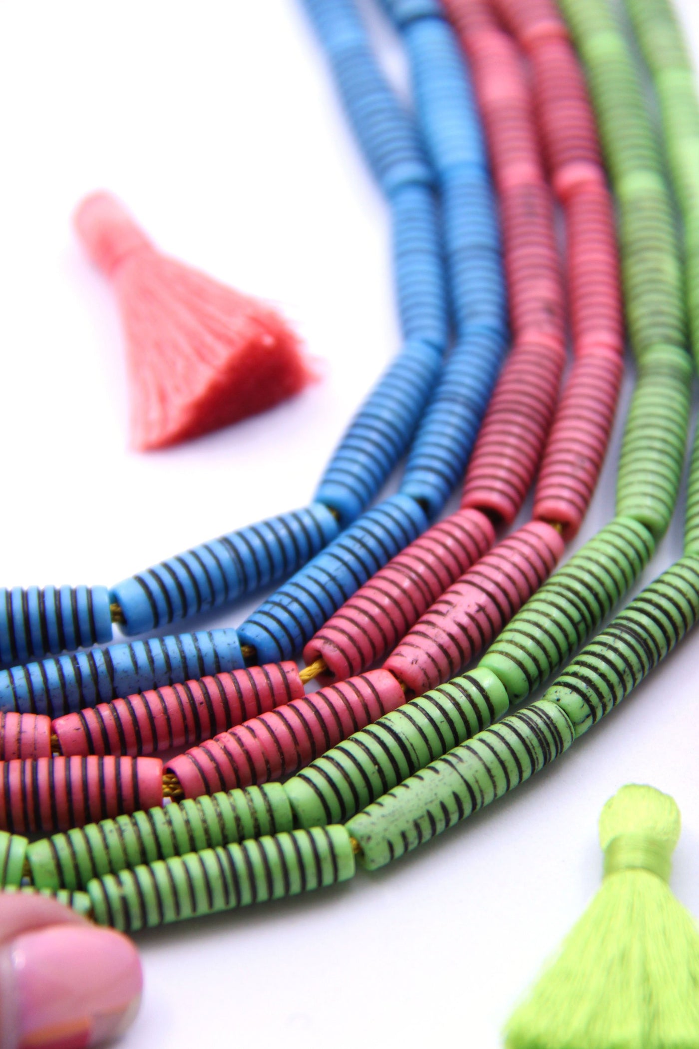 Grooved Barrels: Hand Carved Tube Shape Bone Beads, 5x25mm Spacers, Mala & Jewelry Making Supplies