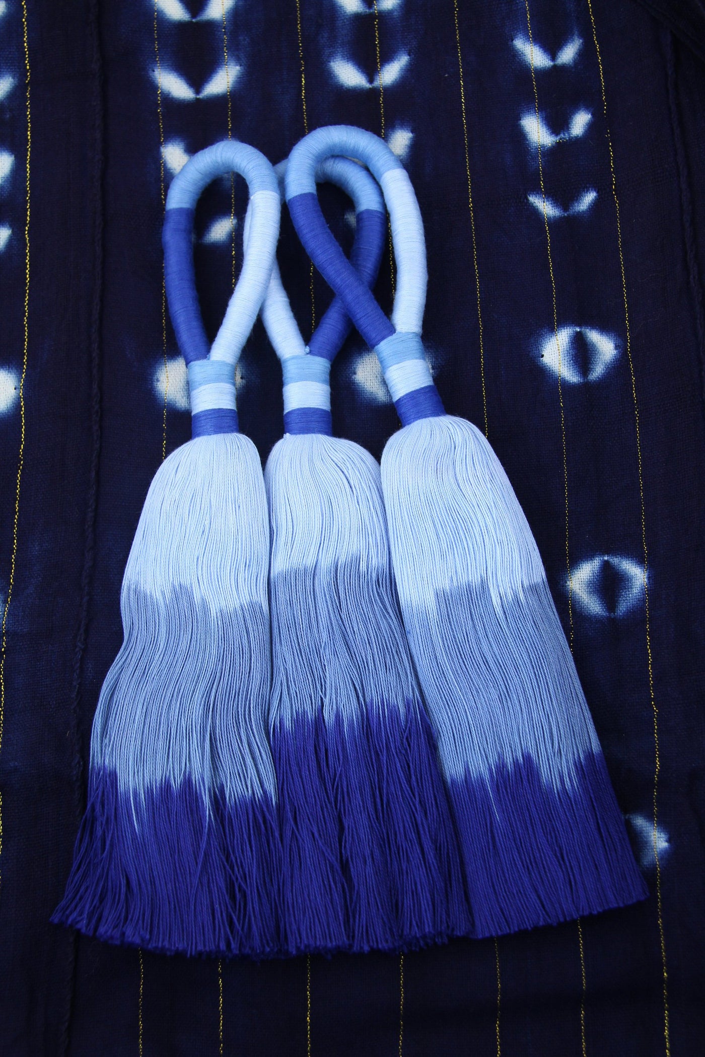 11" Big Blue Ombre Tassel, Handmade Cotton Wall Hanging
