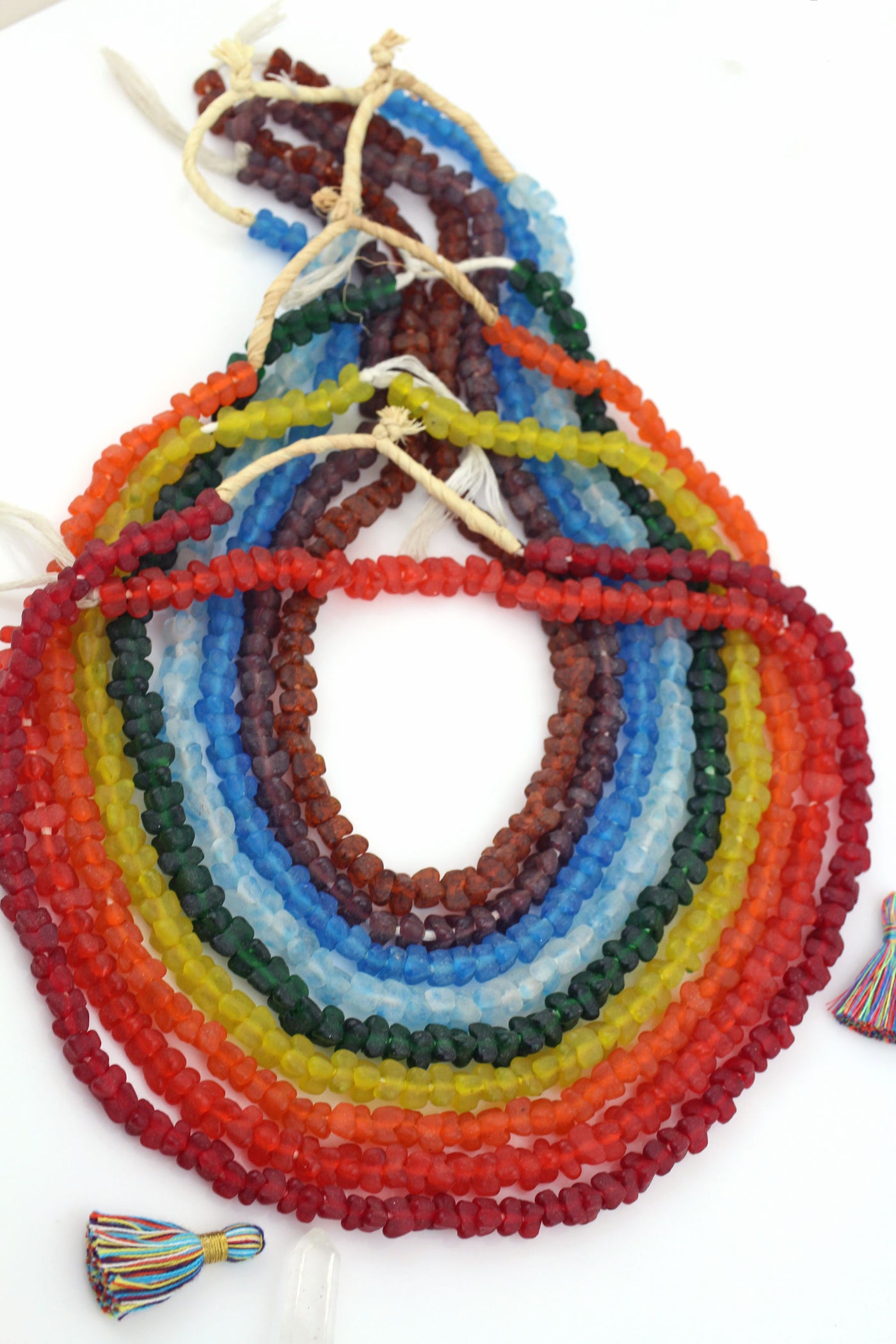 African Triangle: Geometric Recycled Ghana Glass Beads, 8-9mm, Assorted Rainbow Jewelry Supplies