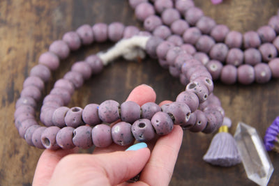 Round Glass Beads: 14mm Purple Pitted Czech Glass Beads, Bohemian Jewelry, 29" Necklace, 60pc