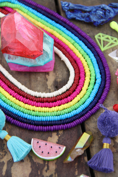 Bone Beads: Choose 8 Colors, Rondelle Bead Necklace, 5x2mm, 240+