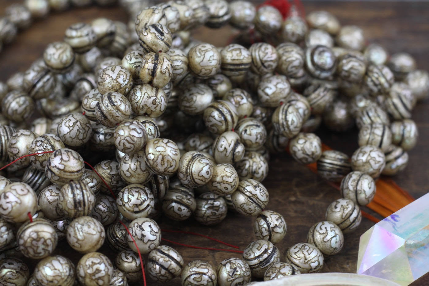 Pearly Om: 10 Silver Grey Loose Engraved Pearl Beads 11x13mm - ShopWomanShopsWorld.com. Bone Beads, Tassels, Pom Poms, African Beads.